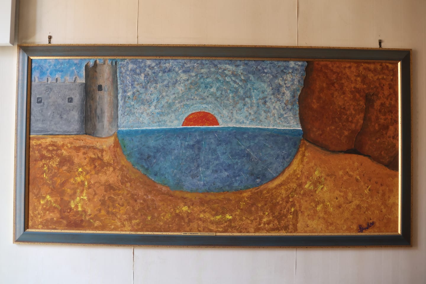 Alba o tramonto — olio su legno — 150 × 50 cm di Benedetto Spadaro